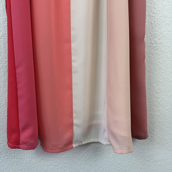 NWT Francesca’s Jun & Ivy Stripe Colorblock Mini Shift Slip Dress Pink Coral S - Picture 4 of 12